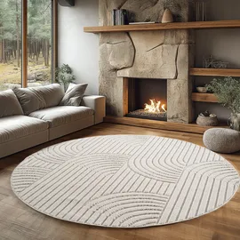 Ayyildiz Flachgewebeteppich Helix 2201 Creme Ø 120 cm