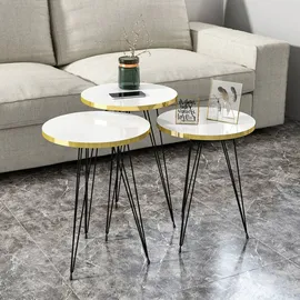 moebel17 Beistelltisch 3er-Set. 21256290 weiß schwarz Metall B/H/T: ca. 38x53,5x38 cm - Schwarz, Weiss