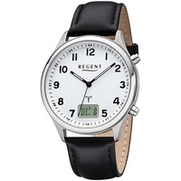 Regent Leder Herren Uhr FR-277 Analog-Digital Armbanduhr schwarz Funkuhr D2URBA446