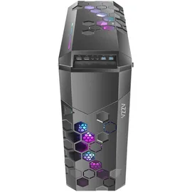 Azza Storm 6000 ARGB ATX Gaming Tower, schwarz, RGB Beleuchtung, Glasfenster