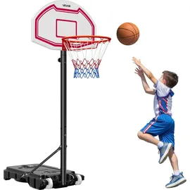 Vevor tragbarer Basketballständer, 1,6 bis 2,1 m höhenverstellbarer Basketballkorb, verstellbare Basketballanlage mit Nylonnetz & Rollen, tragbar...