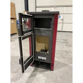 Prity Kaminofen K2 GT F Stahl Schwarz/Abdeckplatte Speckstein Bordeaux