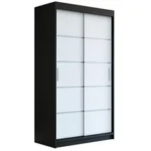 A&J MöbelLand Schiebetürenschrank PARIS 120 x 215 x 59,5 cm Schwarz/Weiß