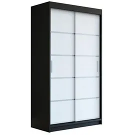 A&J MöbelLand Schiebetürenschrank PARIS 120 x 215 x 59,5 cm Schwarz/Weiß