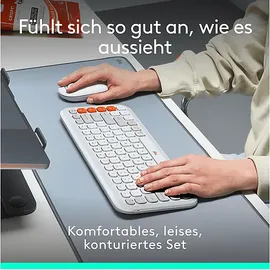 Logitech POP Icon Combo, Tastatur und Maus Set, kabellos, White