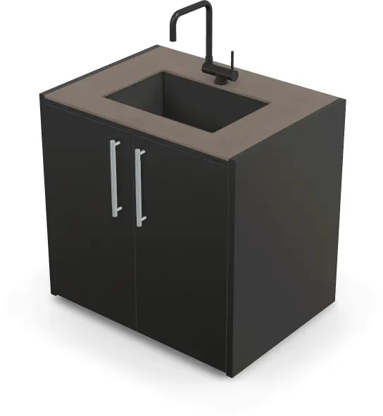 Brabura CT 90 Waschbeckenmodul - Barro / Anthrazit / Silberner Griff