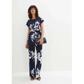 bonprix Jumpsuit mit Bindeband, blau, Gr.36/38 (S), eleganter Jumpsuit