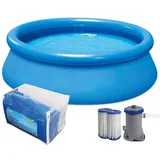 SUMMER FUN Quick Up Pool Set 244 x 66 cm inkl. Filter, Bodenschutz und Thermoabdeckung