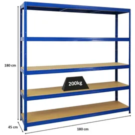 Proregal Schwerlastregal Stahl 180x180x45 cm blau
