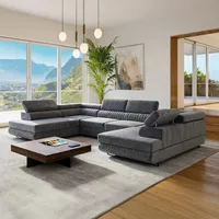 U-Form Ecksofa Magnum U Grau mit Schlaffunktion und 2 Bettkästen - Dunkelgrau