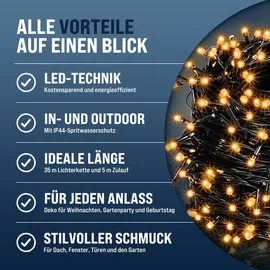 monzana LED Lichterkette 40 m Schwarz warmweiß