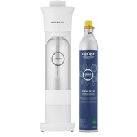 Grohe Blue Fizz Wassersprudler Set (3 einstellbare CO2 Stufen, 1x CO2 Flasche, 1x 0,85l Wasserflasche + Reinigungspulver), weiß