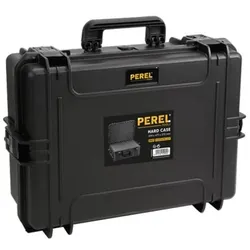 Perel Hartschalen-Koffer, wasserdicht (IP67), Noppenschaumstoff, Rasterschaumstoff, 4 Schlösser, Polypropylen, Schwarz, 594 x 473 x 270 mm