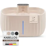 Pretty Paw© Katzenbrunnen mit Bewegungsmelder I Trinkbrunnen für Katze [KABELLOS] mit 45 Tagen Akku I Wasserbrunnen für Katzen mit Filter & 3 Liter Wassertank I Katzen Trinkbrunnen Aqua Sense (Beige)