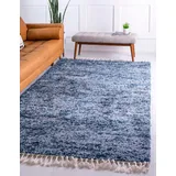 Myflair Hochflor-Teppich "Top Shag, LAGERRÄUMUNG", blau (blau, marineblau), B:66cm H:32mm L:91cm, Polypropylen (PP), MYFLAIR MÖBEL & ACCESSOIRES, Teppiche, Fransenteppich, gewebt, melierte Optik, weich & kuschelig, mit Fransen