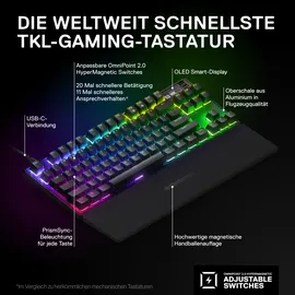 SteelSeries Apex Pro TKL (2023), Gaming Tastatur, Mechanisch, Sonstiges, Kabelgebunden, Schwarz