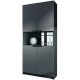 Vladon Büroschrank, Graphit, Holzwerkstoff, 82x184x37 cm, Arbeitszimmer, Aktenschränke