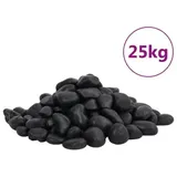 vidaXL Polierte Kiesel 25 kg Schwarz 2-5 cm