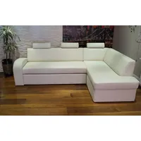 Weiße - Creme 100% Echtleder Ecksofa Echt Leder Sofa Couch mit Schlaffunktion