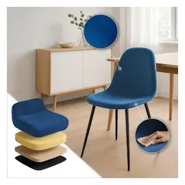 CLP 4er Set Esszimmerstühle Napier blau/Samt