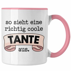 Trendation Tasse Trendation – Beste Tante Geschenk Tasse mit Spruch Kaffeetasse für Coole Tante rosa