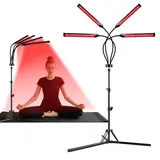 Rotlichtlampe, Trayvespace Red Lights mit Ständer, 360° Drehbar, Timer, 4 Köpfe Rotlichtlampe für den Ganzen Körper (660NM & 850NM & 940NM)