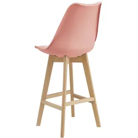 [en.casa] Barhocker 2er Set gepolstert Buche-Gestell Rosé