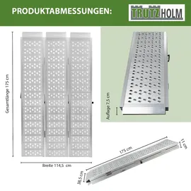 Baumarktplus DREIBREIT by TRUTZHOLM 2-fach Auffahrrampe klappbar 175 cm 1020 kg Alu grau gelocht Verladerampe
