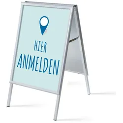 SHOWDOWN Displays Showdown Kundenstopper - DIN A1 - Komplett-Set - Hier Anmelden Deutsch - Blau/Schwarz