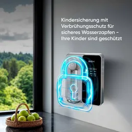 BEM Unicora Wasserfilter Osmoseanlage Umkehrosmose Trinkwasser Wasseraufbereiter UV Direktanschluss, Heißwasserspender 6 Temperaturstufen), TDS Monitor Kalkfrei für Küche Büro