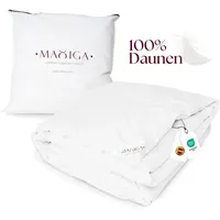 MAXIGA Ganzjahres Daunendecke 200x200 – 100% Gänsedaunen, leicht & atmungsaktiv, optimale Wärmebalance, , Allergikerfreundlich - Weiß