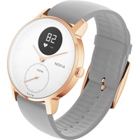 WiThings Steel HR 36mm weiß / rosegold mit Silikonarmband grau