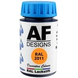 Alex Flittner Designs Lackstift RAL 2011 TIEFORANGE glänzend 50ml Holz Metall Möbel Bad Retuschierlack Reparaturlack