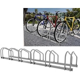 Sonnewelt 2x Fahrradständer für 6 Fahrräder 35-55 mm Reifenbreite,Fahrradständer Bodenparker,Radständer Einfache Montage Fahrradständer Stahl Verzinkt,Fahrrad Ständer Halter 160x32x26cm (Silber)