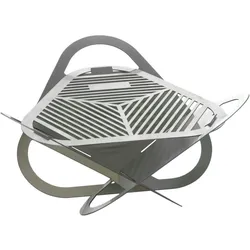4BIG.fun Feuerstelle Edelstahl Feuerschale BBQ Lagerfeuer klappbar Gartenfeuer Feuerkorb