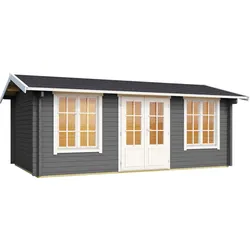 Gartenhaus LASITA MAJA "PEMBROKESHIRE", grau (carbongrau), Fußboden im Gartenhaus, Massivholzdach, Holzwerkstoff, Gartenhäuser