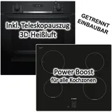 Bosch Herdset Teleskopauszug EcoClean + Induktionskochfeld rahmenlos
