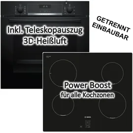Bosch Herdset Teleskopauszug EcoClean + Induktionskochfeld rahmenlos