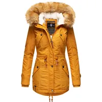 Navahoo Damen Hochwertiger Wintermantel Winterparka mit großem Kunstfell La Viva