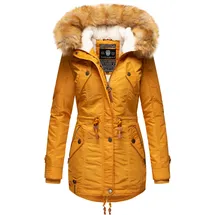 Navahoo Damen Hochwertiger Wintermantel Winterparka mit großem Kunstfell La Viva