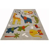 Smart Kids Kinderteppich Benny & Friends, rechteckig, Höhe: 10 mm, Moderner Spielteppich, strapazierfähig, pflegeleicht, Konturenschnitt beige|bunt 120 cm x 170 cm x 10 mm