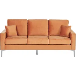 3-Sitzer Sofa Samtstoff orange mit Kissen GAVLE