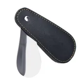 Schuhlöffel – Edelstahl-Schuhlöffel mit PU-Lederbezug, Schuh-Werkzeug, Schuhlöffel, für Herren, Damen, Kinder, Schwarz , Refer to description - Refer to description