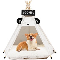 Tipi Zelt für Haustiere, tragbares Haustier-Tipi mit dickem Kissen für kleine Hunde und Katzen, waschbares Haustierbett, 50 x 50 x 60 cm(Stil 5)