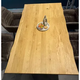 Krok Wood Esstisch Dublin aus Massivholz in Eiche mit Metallbein 200x100x75 cm - Naturbelassen