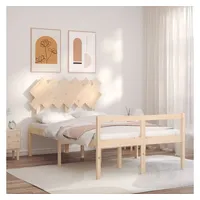 vidaXL Bett Seniorenbett mit Kopfteil Massivholz beige 125.5 cm x 195.5 cm x 80.5 cm