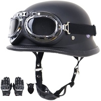 Erwachsen Sommer-Jet-Helm, Retro Jethelm Halbschale Helm mit Schutzbrille, ECE-Zulassung Mopedhelme für Herren und Damen, für Scooter, Cruiser, Chopper, Biker Moped (55~64CM)