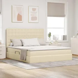 vidaXL LED-Speicherbett 160 x 200 cm Creme