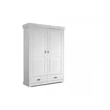 Kleiderschrank Schrank Kasten 2-türig B132cm ROMAN Kiefer massiv weiss Drehtüren