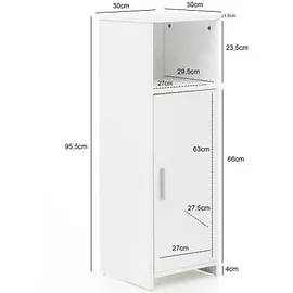 Wohnling Badschrank WL5.753 weiß 30,0 x 30,0 x 96,0 cm